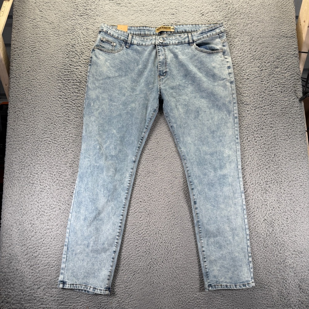 Denim & Rivets Jeans Men's 44x33 Blue Cotton Denim Straight Leg Workwear Stretch